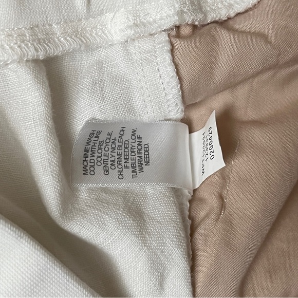 J Jill Love Linen Pants XL Cropped Pull On Pockets Ivory Relaxed Comfort Band - Picture 10 of 12